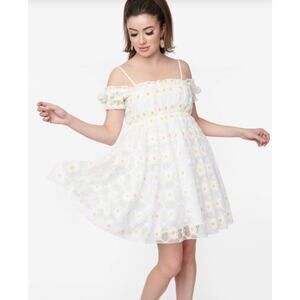 Smak Parlour Unique Vintage White Daisy Babydoll Dress 4X 22 24 NWT